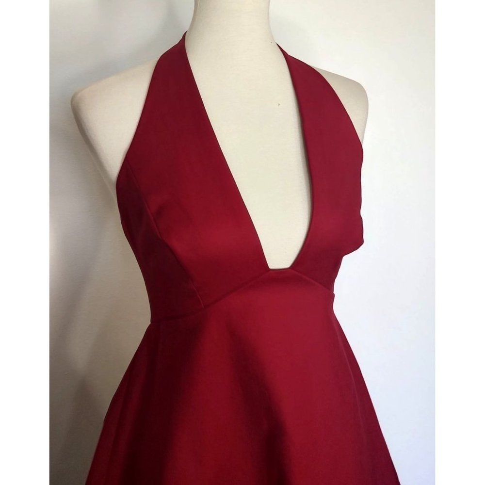 SOLD Halston Heritage Dress sz 4 Plunge Structured Halter Dress Cocktail NEW - Picture 4 of 9